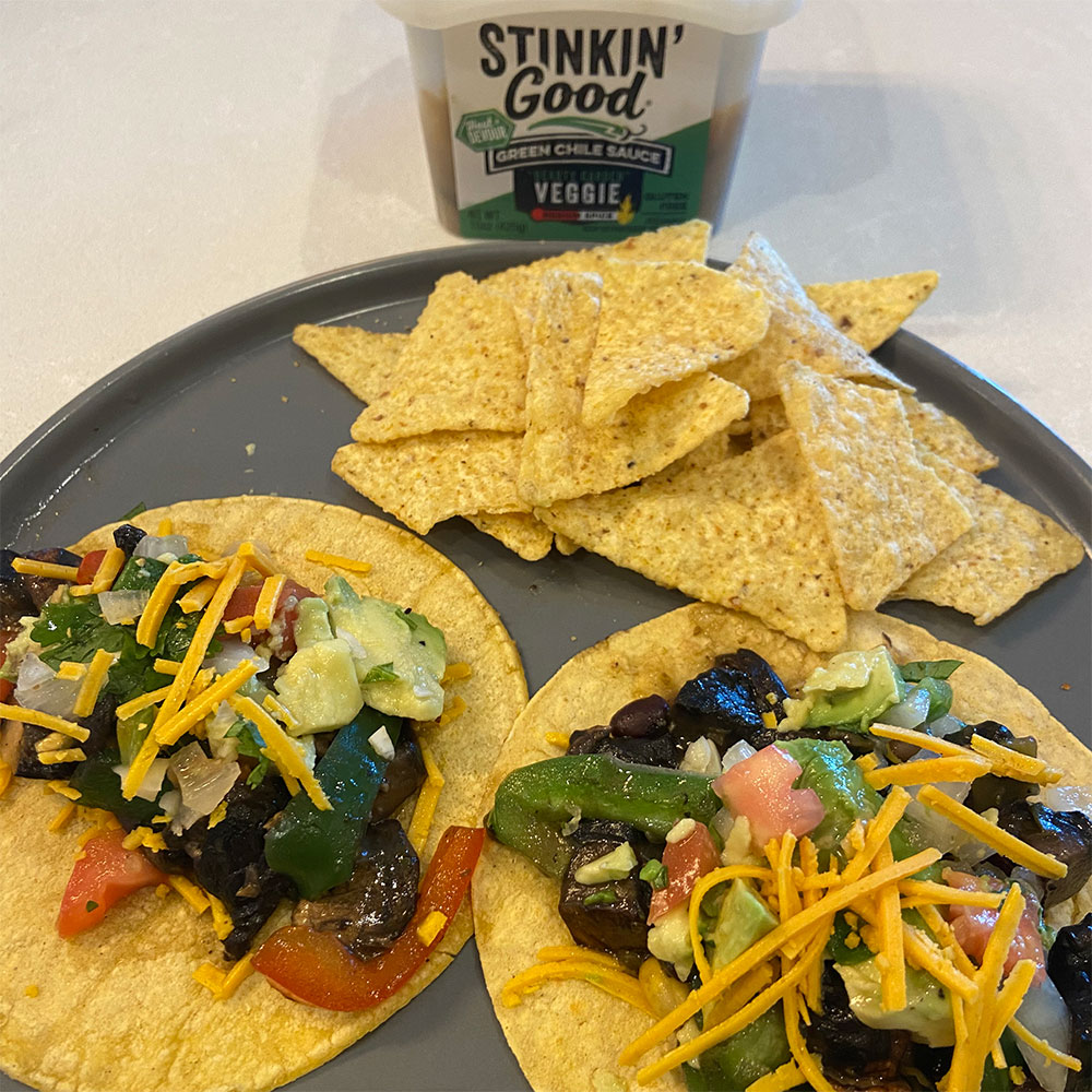 green chile veggie street tacos