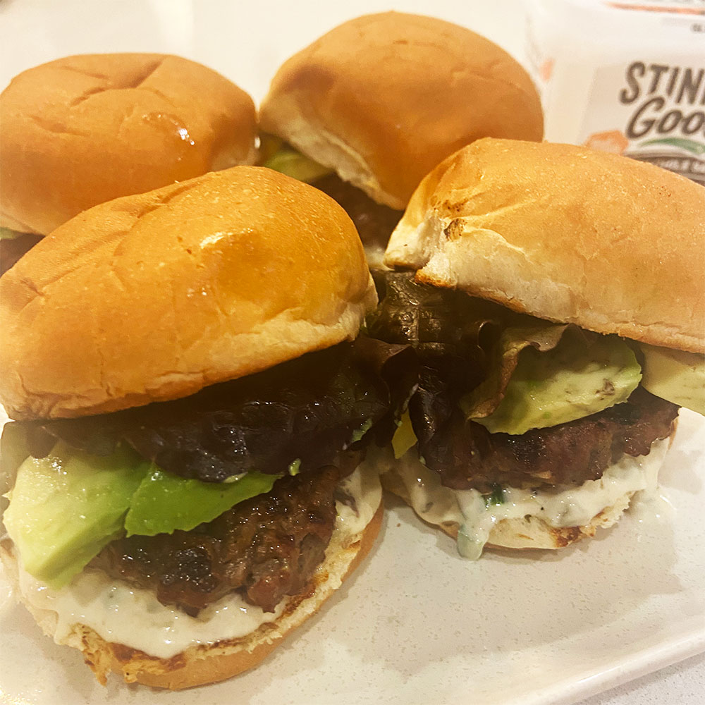 Stinkin’ Good Green Chile Mayo with Beef Sliders